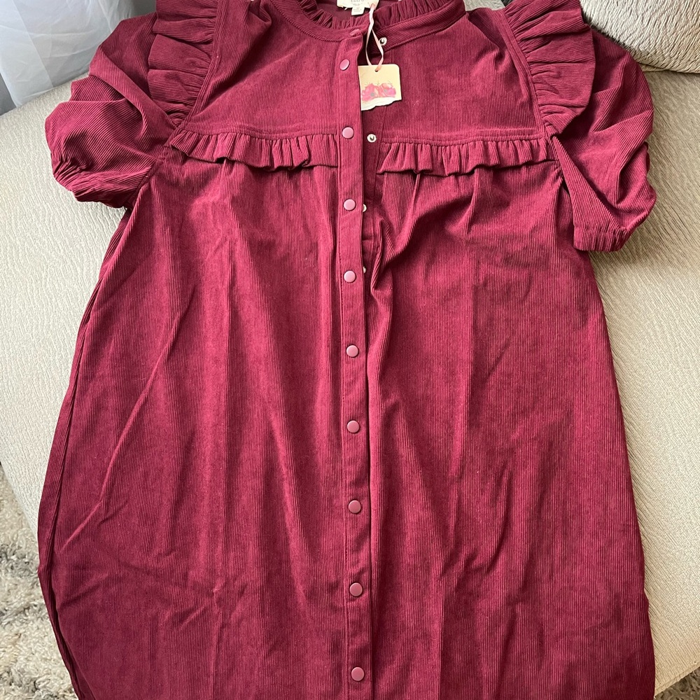 NWT Entro Maroon Long Sleeve Dress - Picture 2 of 8
